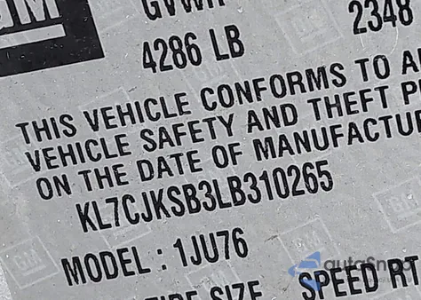 2020 Chevrolet Trax Fwd Ls z USA, uszkodzony, nr VIN KL7CJKSB3LB310265